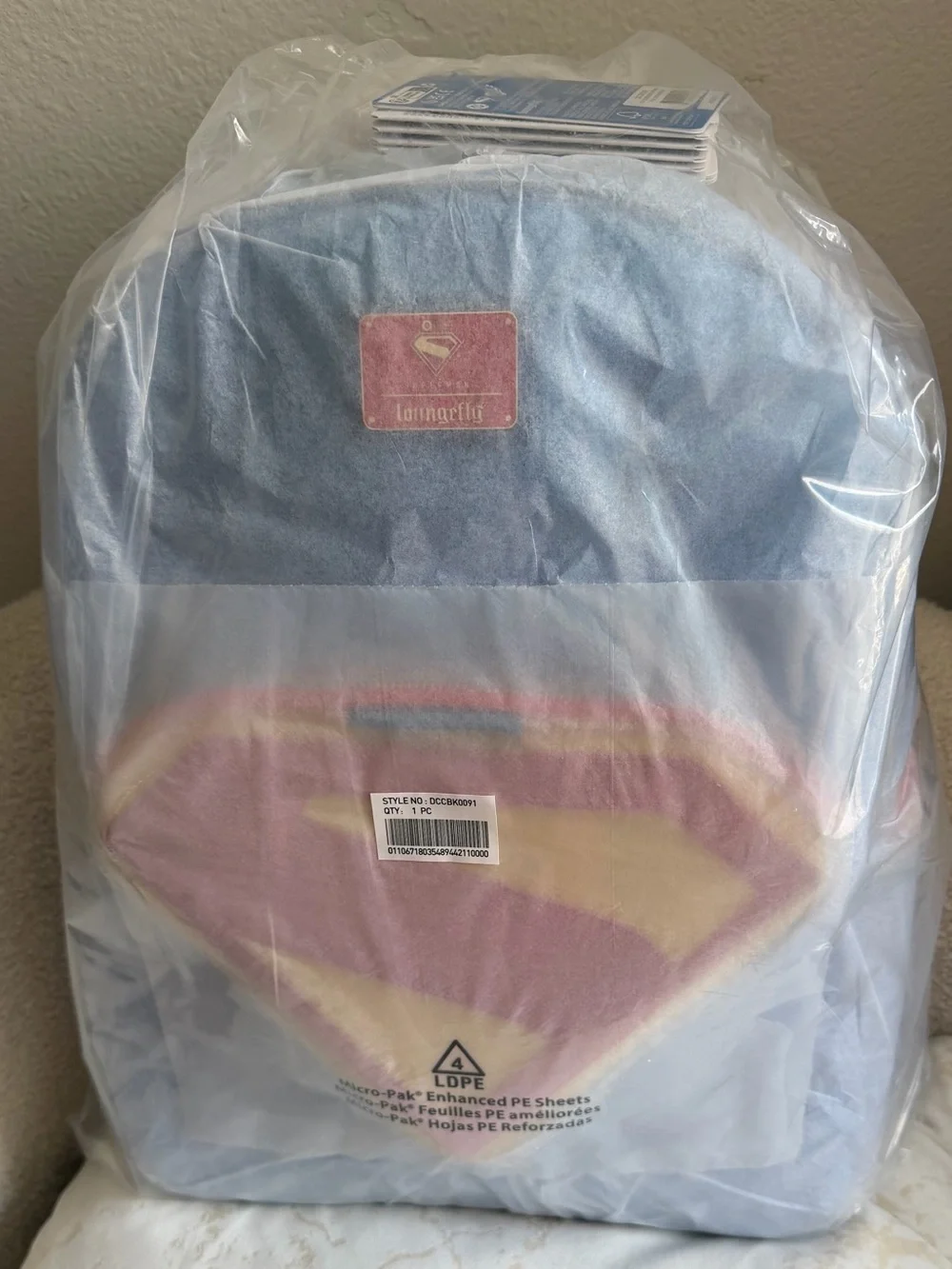 loungefly Superman Light Up Glow Full-Size Backpack - NWT